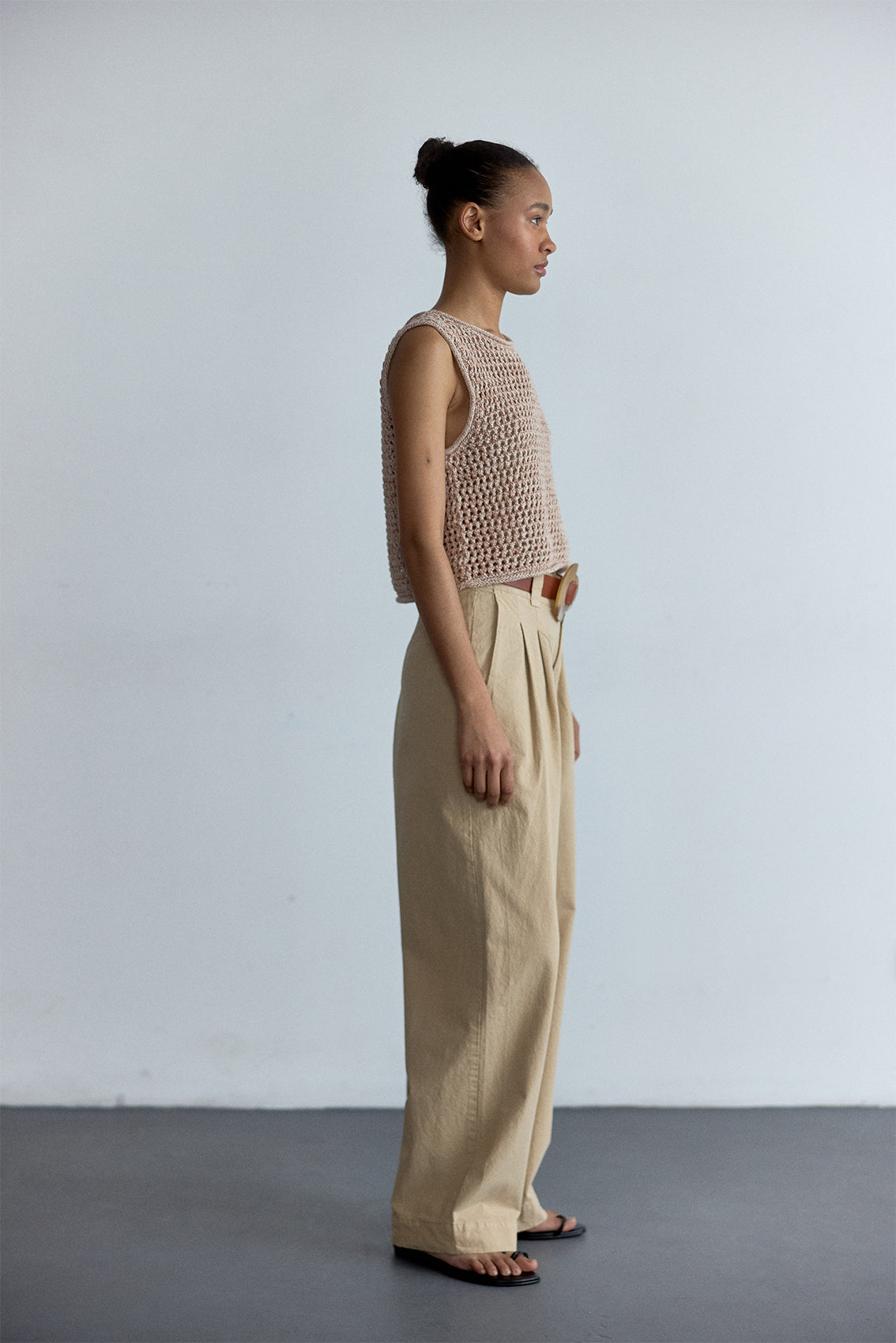 Textured Cotton Trousers - Nougat