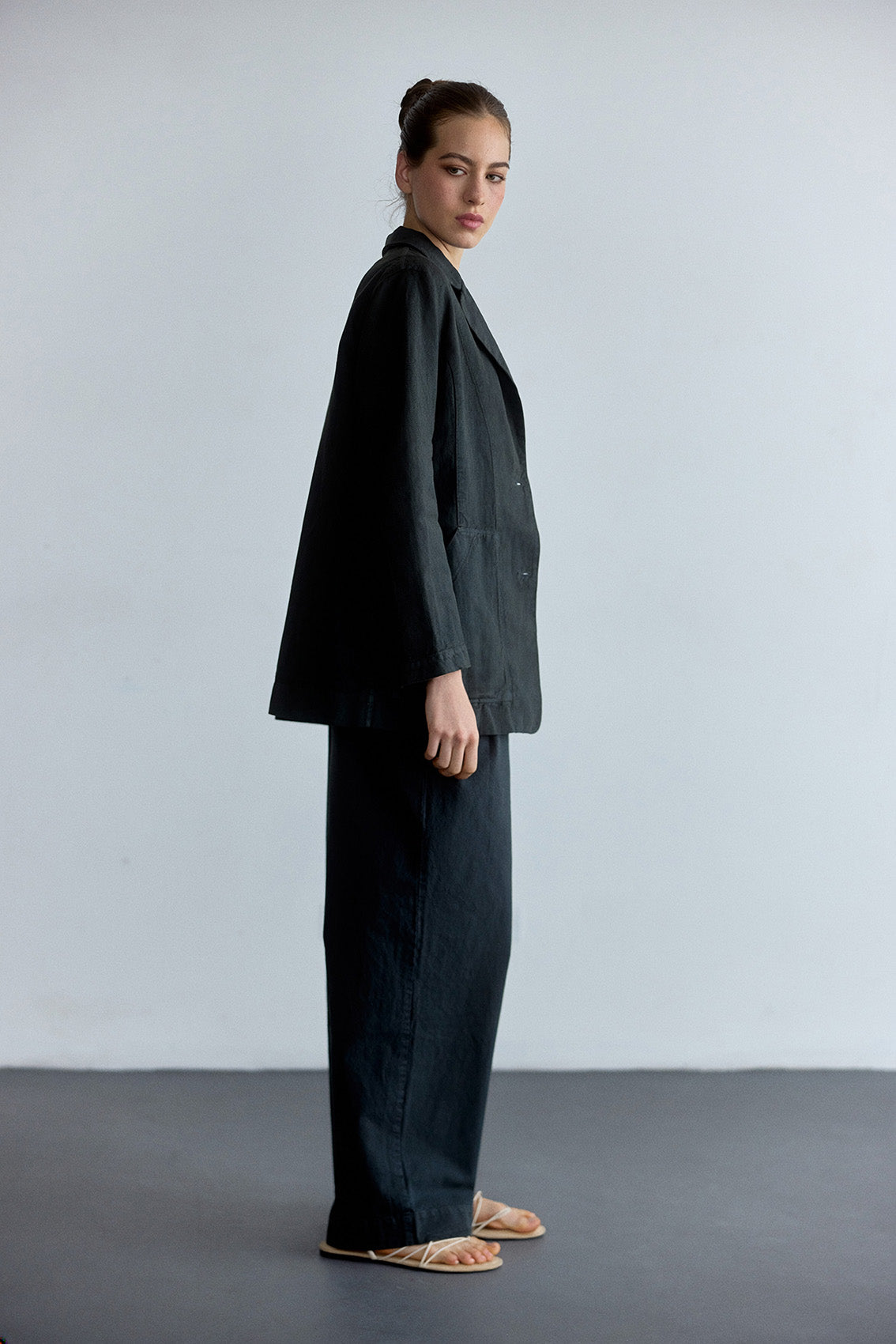 Textured Cotton Trousers - Slate