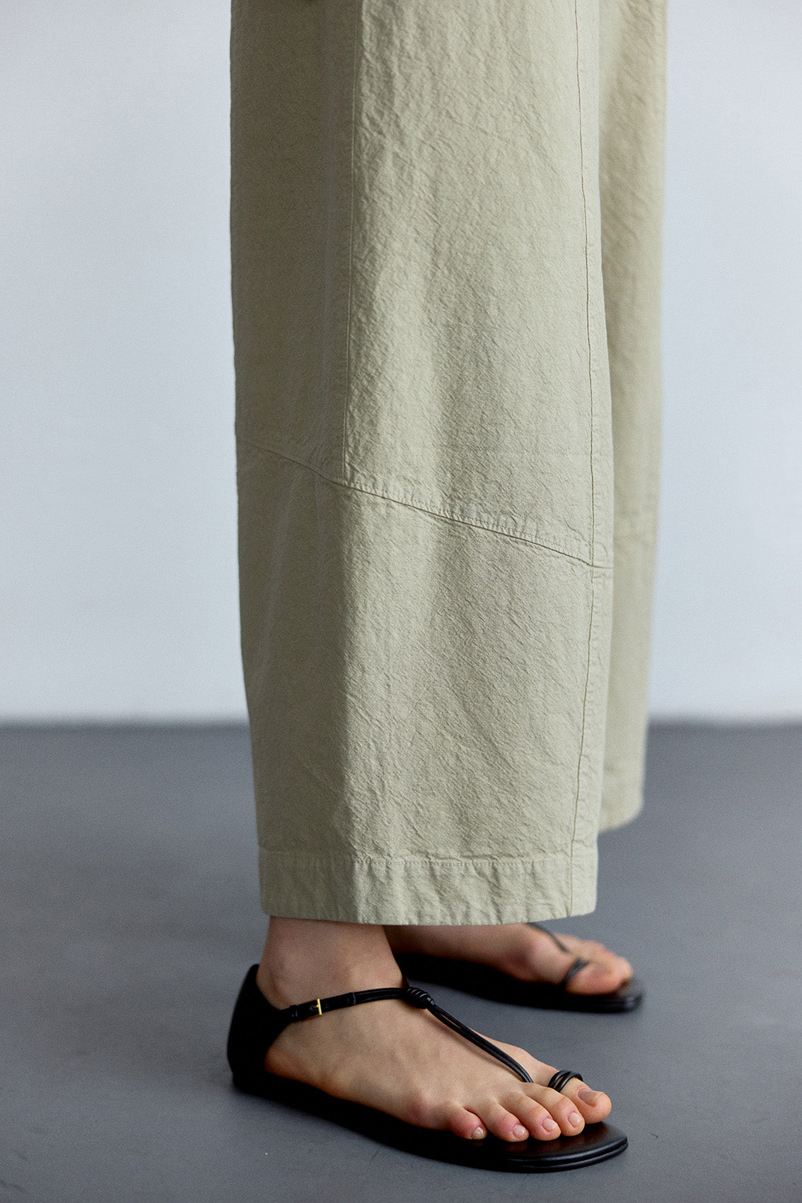 Pantalón Ancho Algodón Rugoso - Salvia