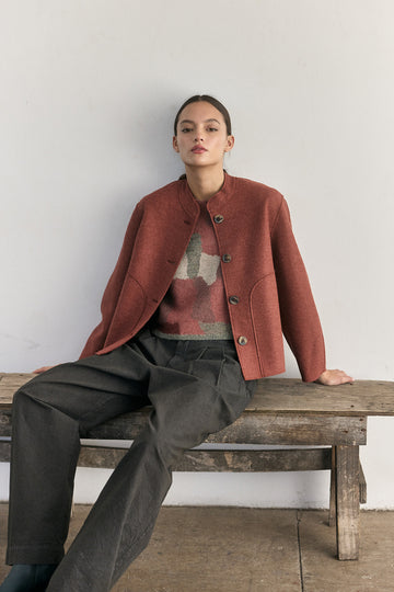 Chaqueta Corta Alpaca/Lana Felted - Teja