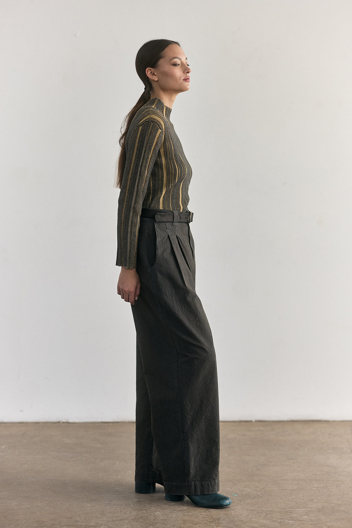 Pantalón Pinzado Algodón Rugoso - Pizarra