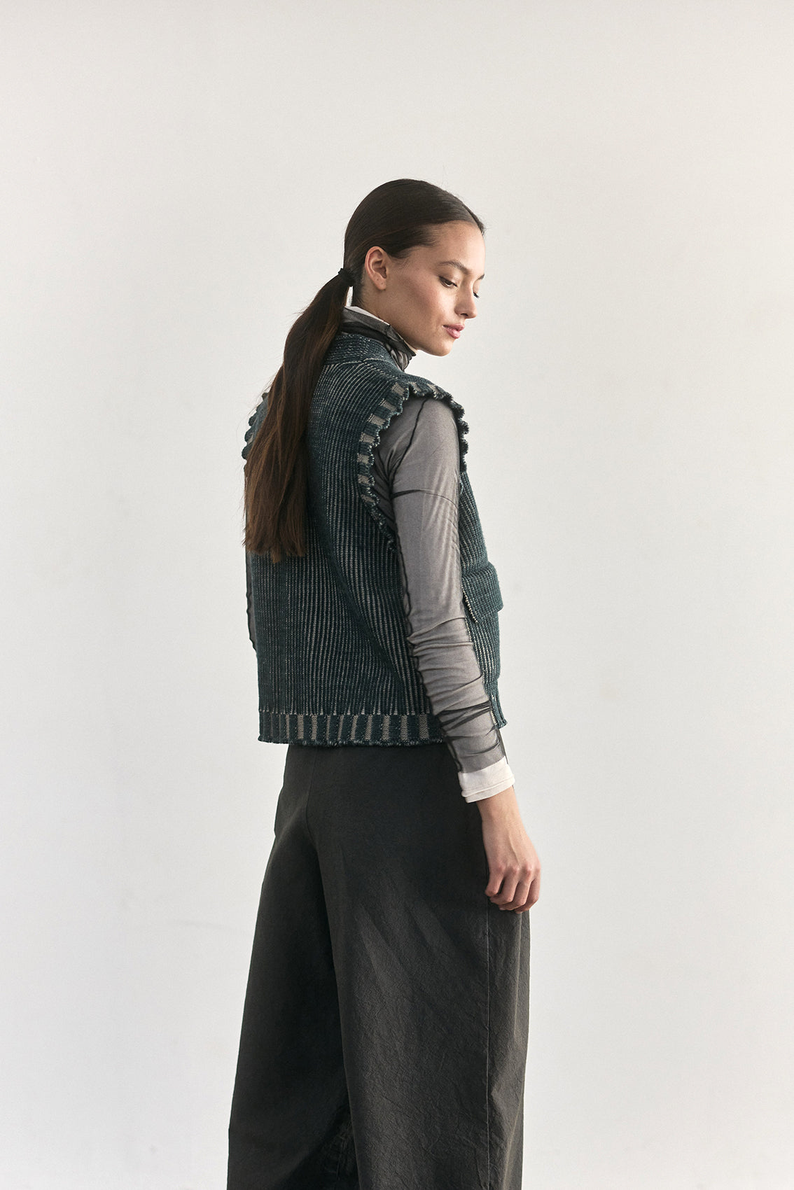 Vest Barrado Lana Merino - Lago