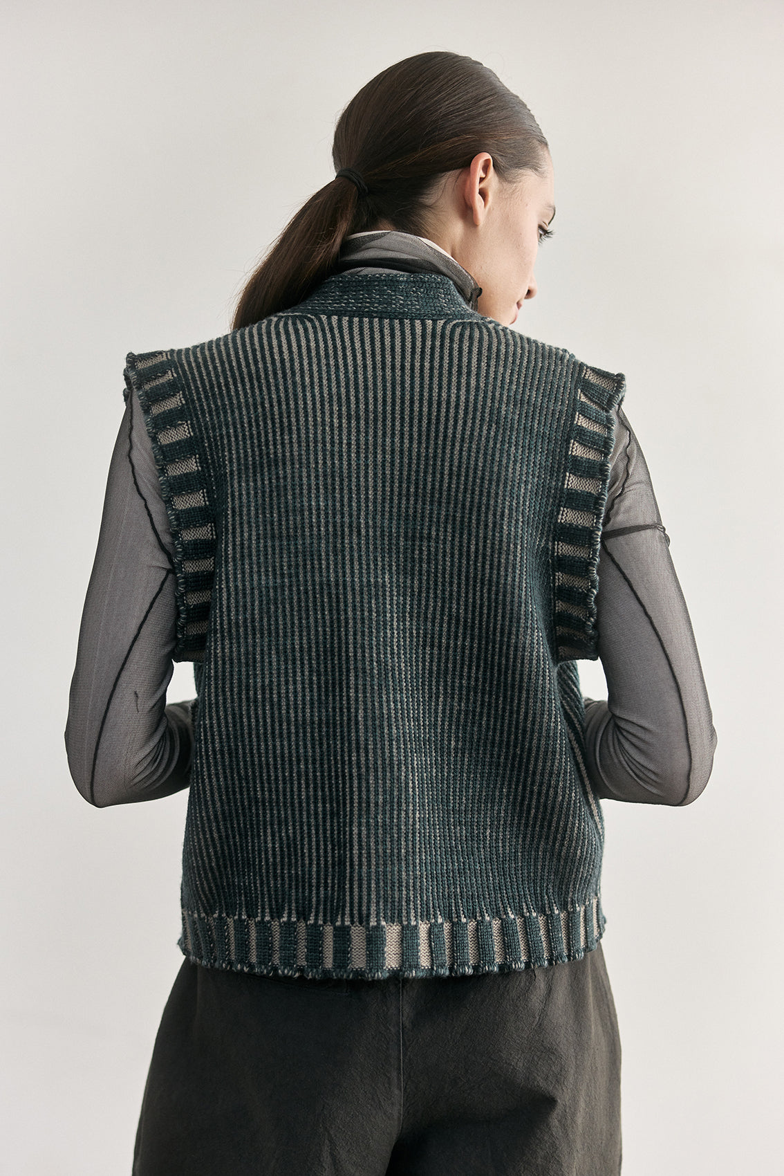 Vest Barrado Lana Merino - Lago