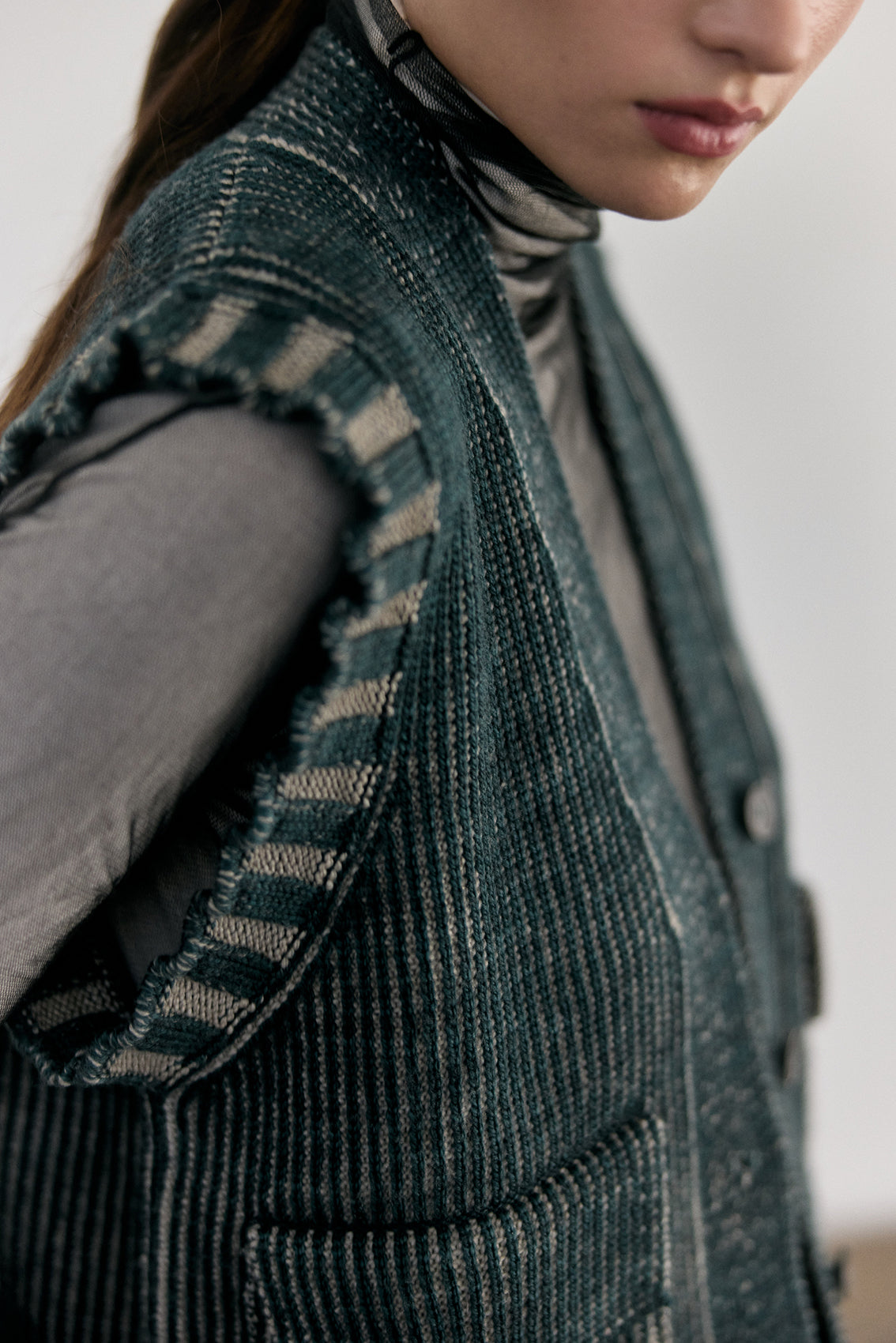 Vest Barrado Lana Merino - Lago