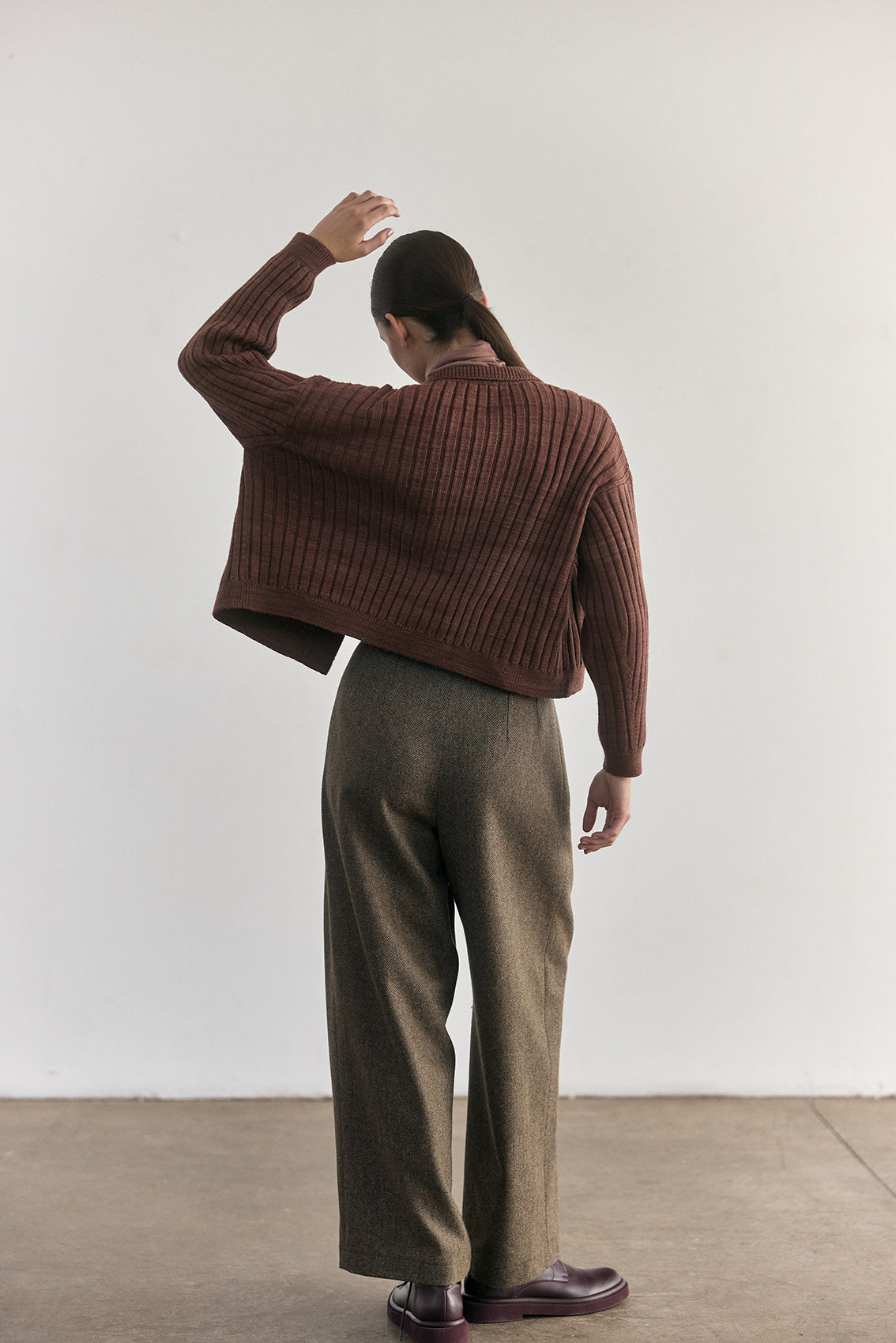 Cárdigan Barrado Lana Merino - Arcilla