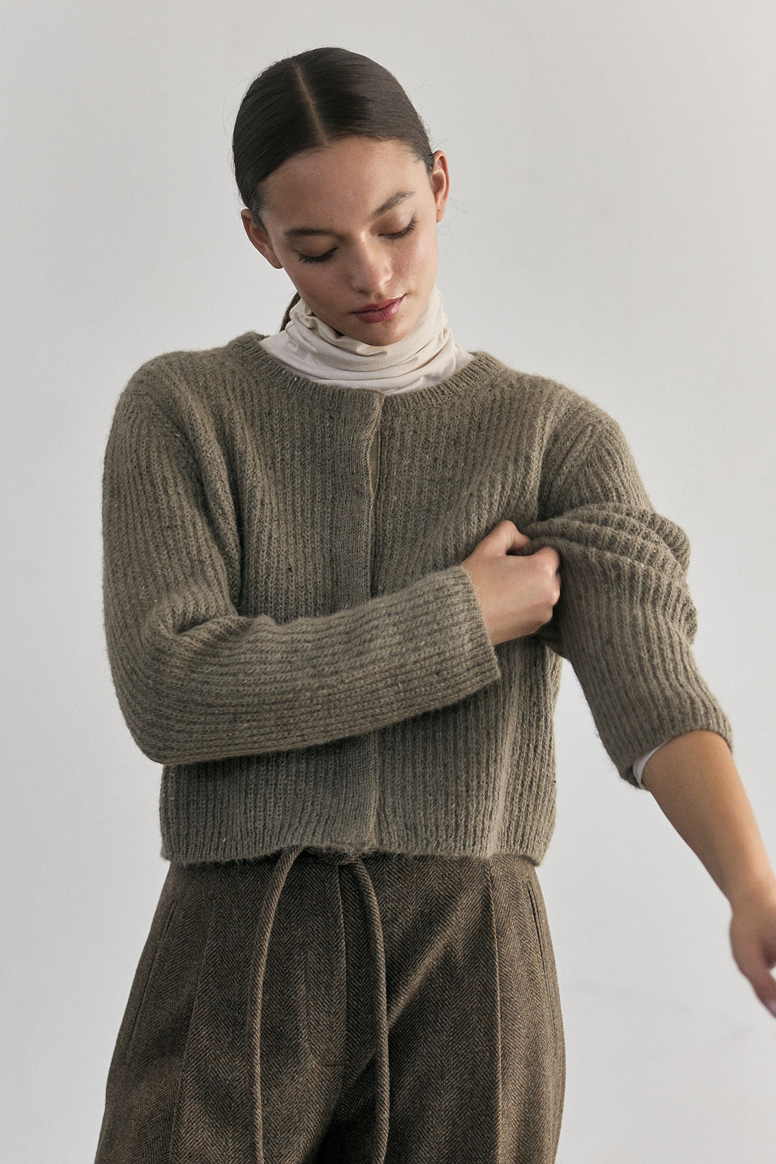 Cárdigan Corto Alpaca/Mohair - Musgo