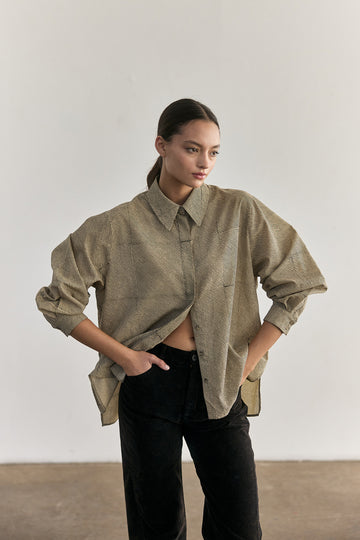 Block Printed Cotton Shirt - Stripes
