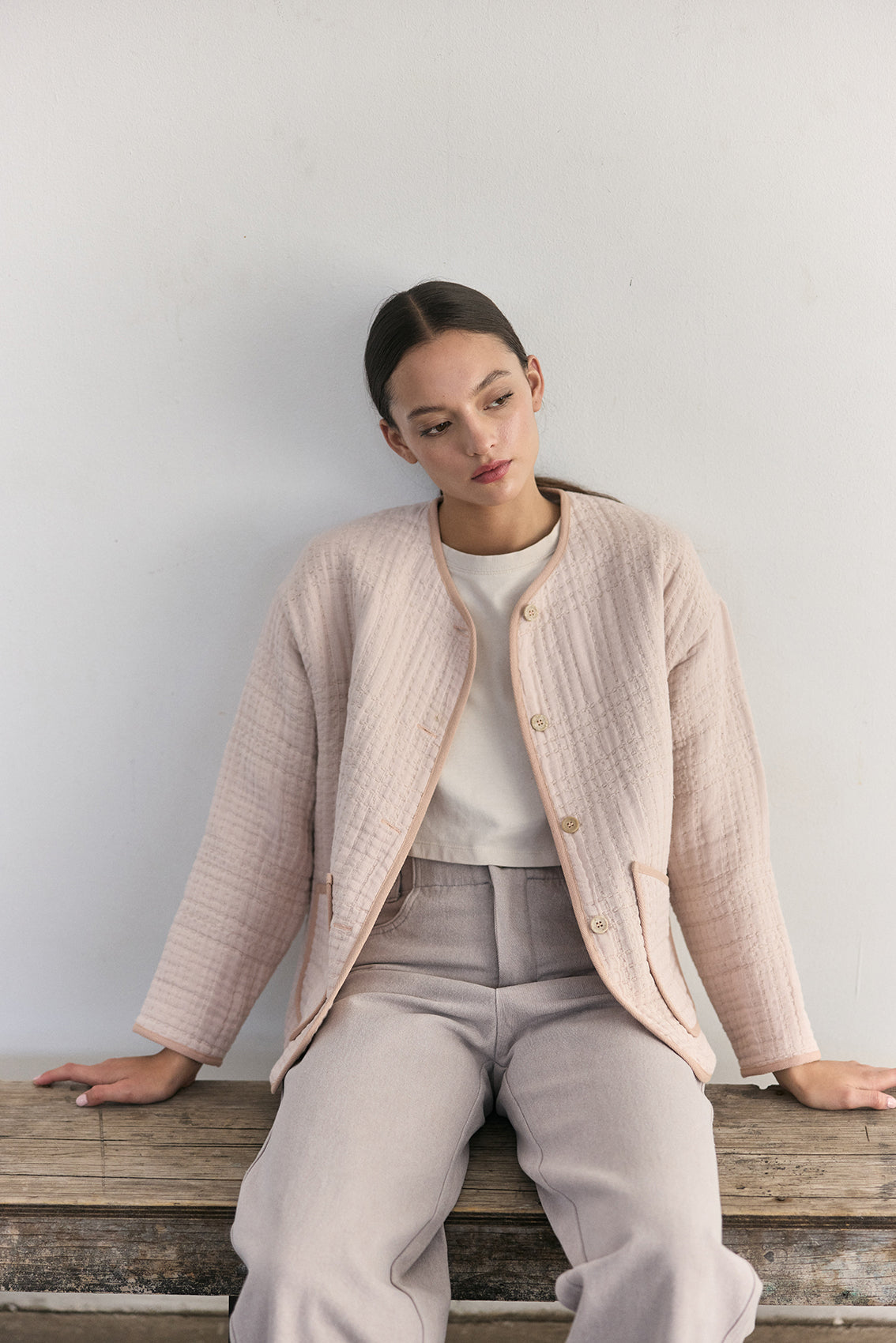 Chaqueta Quilt Jacquard - Magnolio