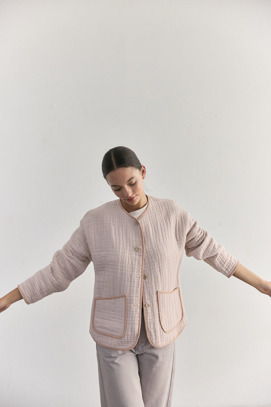 Chaqueta Quilt Jacquard - Magnolio