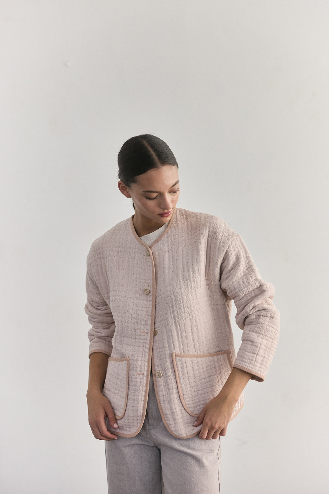 Chaqueta Quilt Jacquard - Magnolio