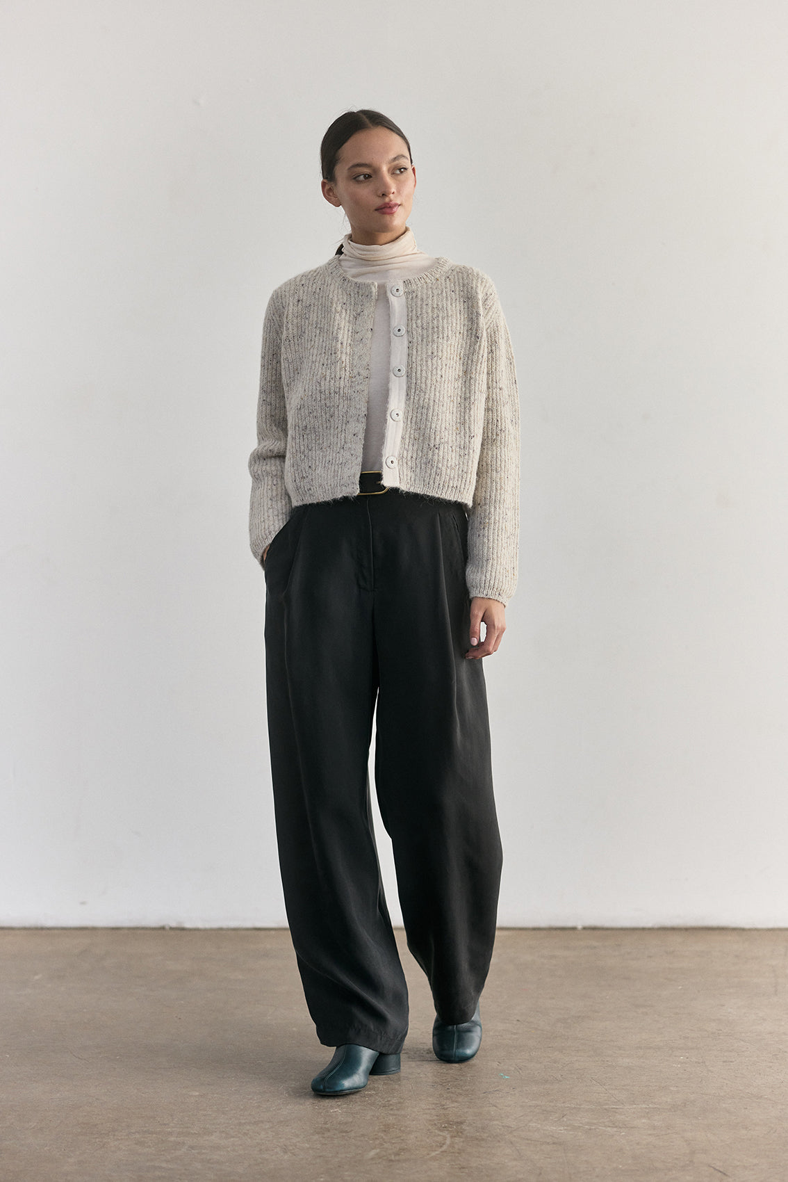 Cárdigan Corto Alpaca/Mohair - Crudo