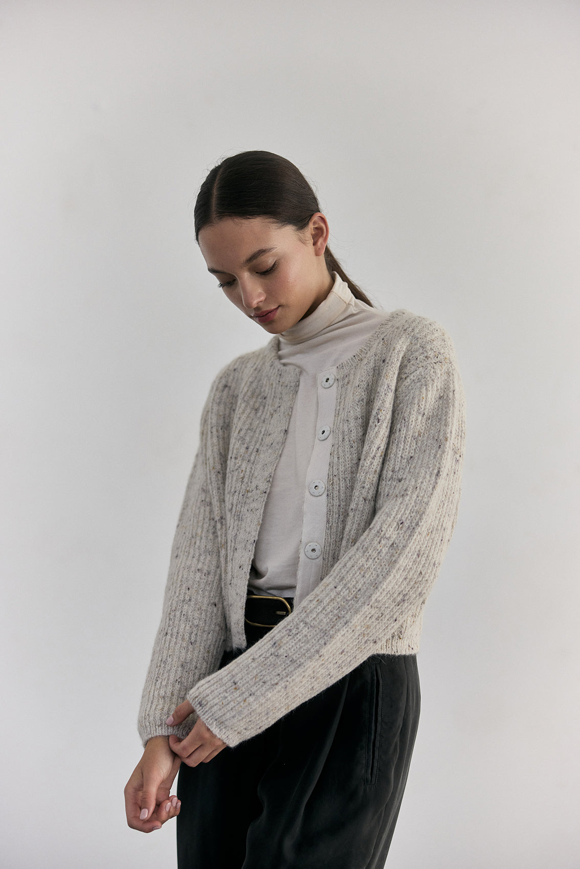 Cárdigan Corto Alpaca/Mohair - Crudo