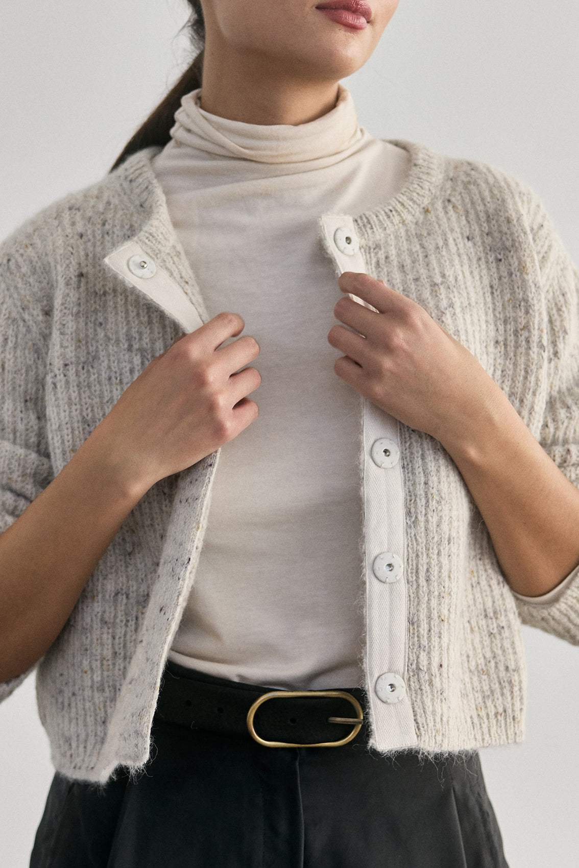 Cárdigan Corto Alpaca/Mohair - Crudo