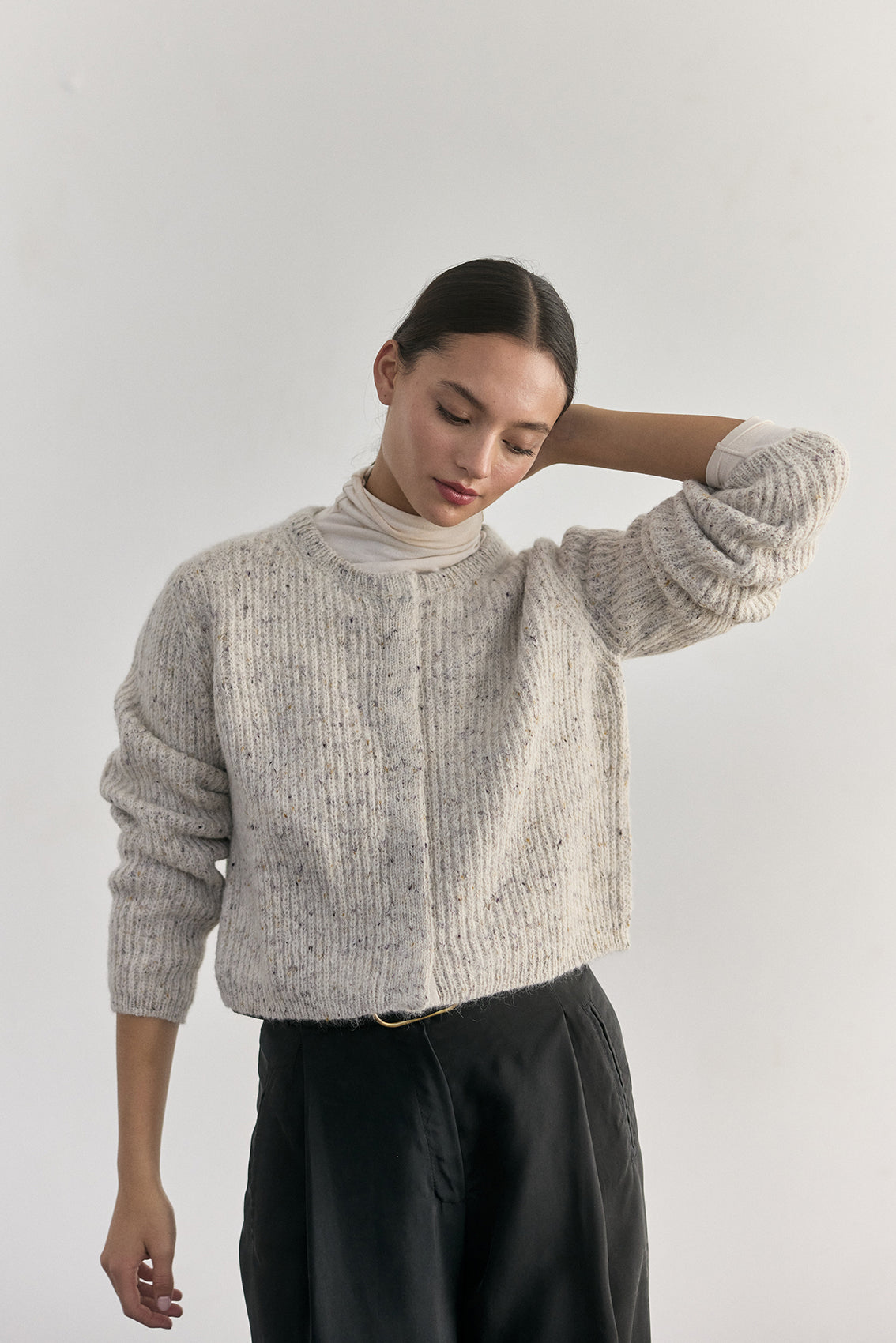 Cárdigan Corto Alpaca/Mohair - Crudo