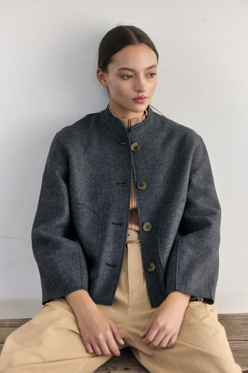 Chaqueta Corta Alpaca/Lana Felted - Lago