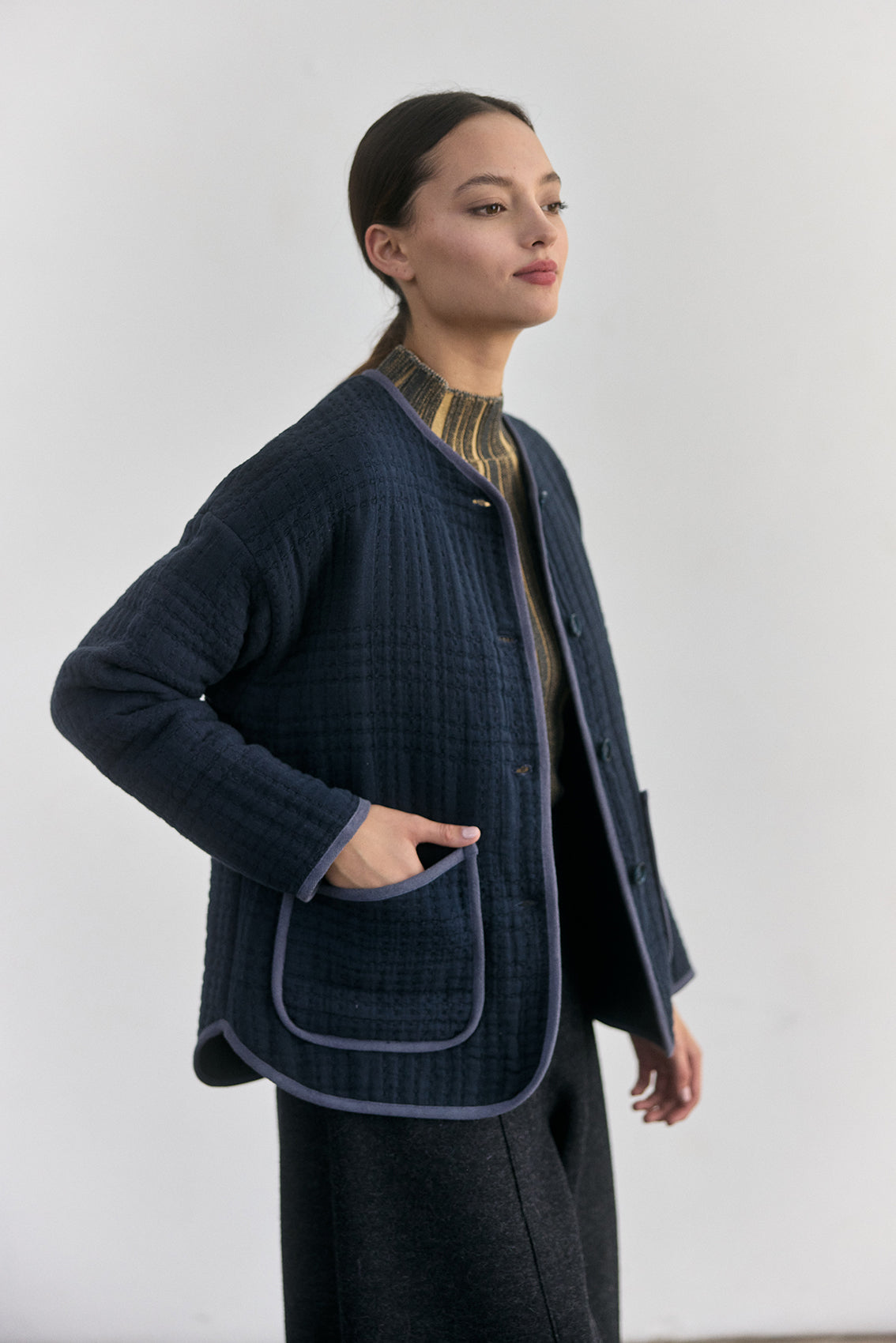 Chaqueta Quilt Jacquard - Medianoche