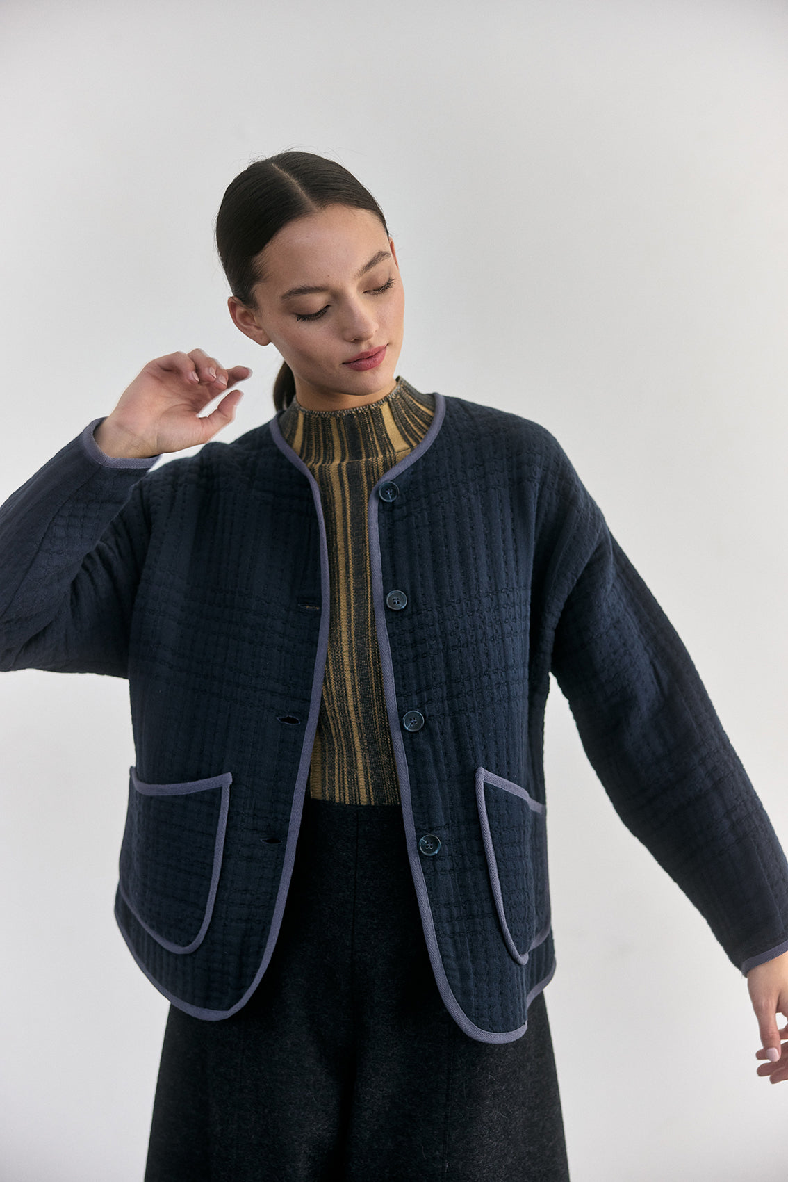 Chaqueta Quilt Jacquard - Medianoche
