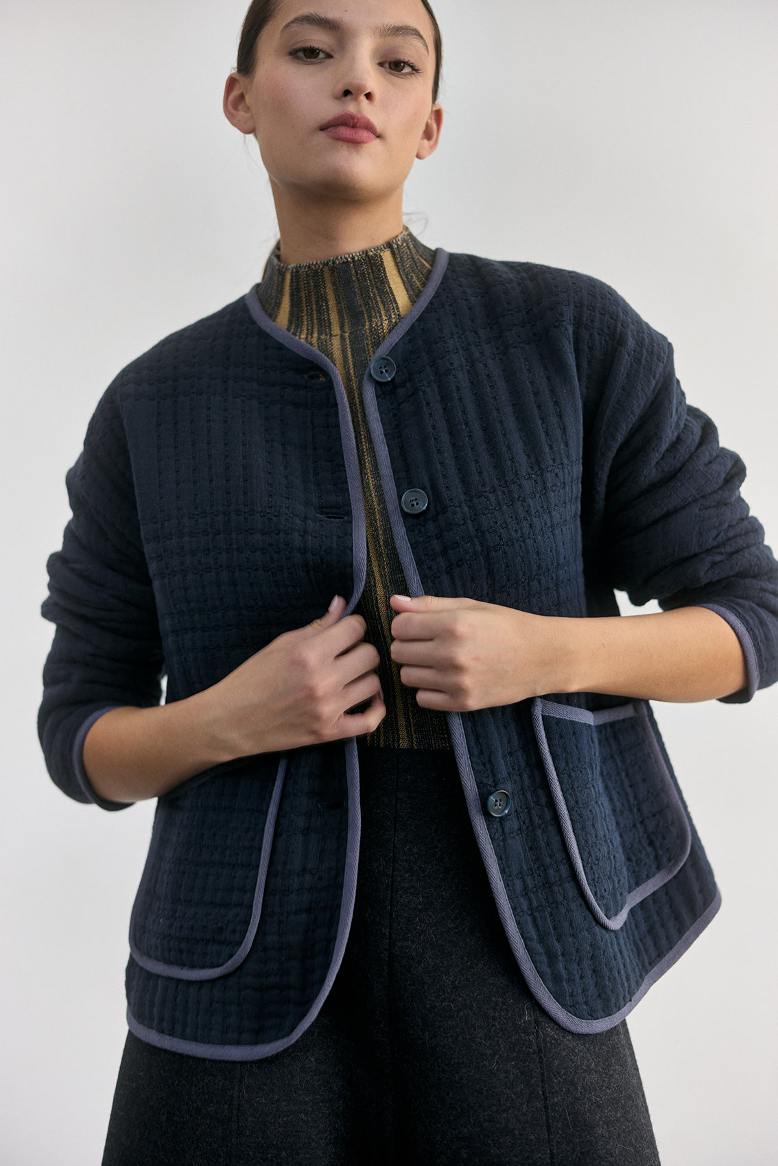 Chaqueta Quilt Jacquard - Medianoche