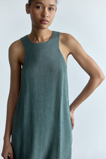 PREVENTA: Vestido Corto Halter Plegado - Eucalipto
