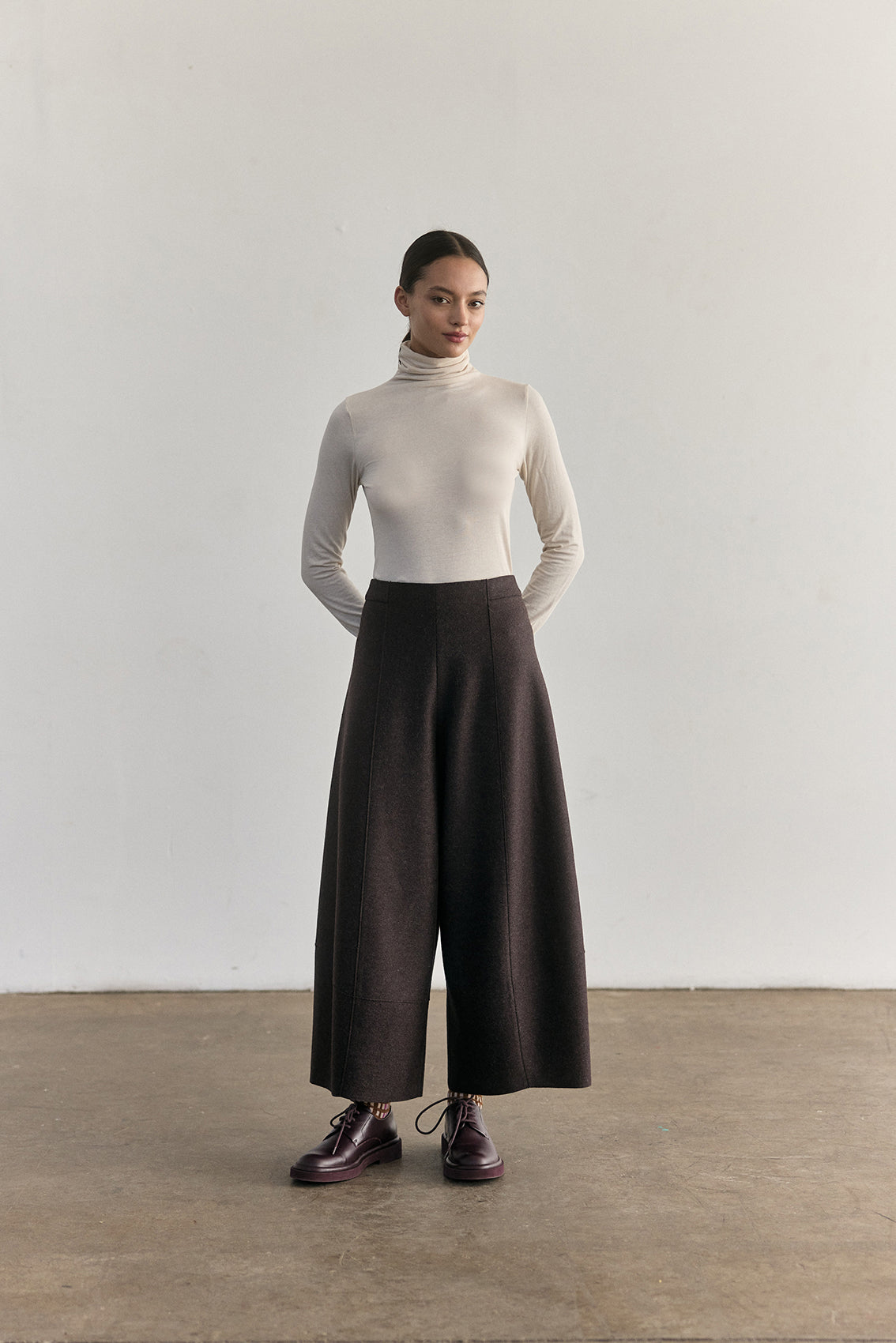 Pantalón Ancho Alpaca/Lana Felted - Berenjena