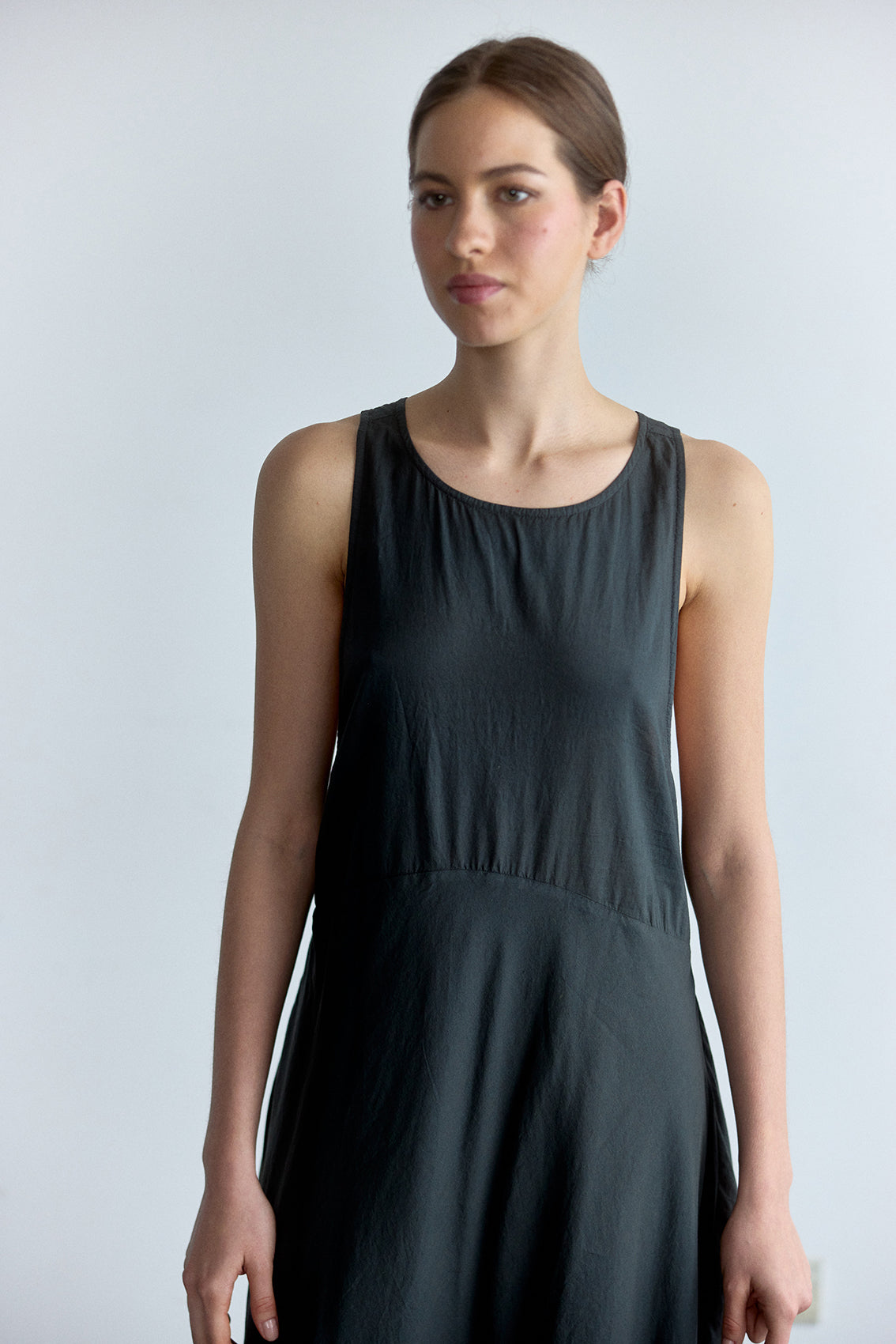 Vestido Aberturas Laterales Algodón Pima - Pizarra