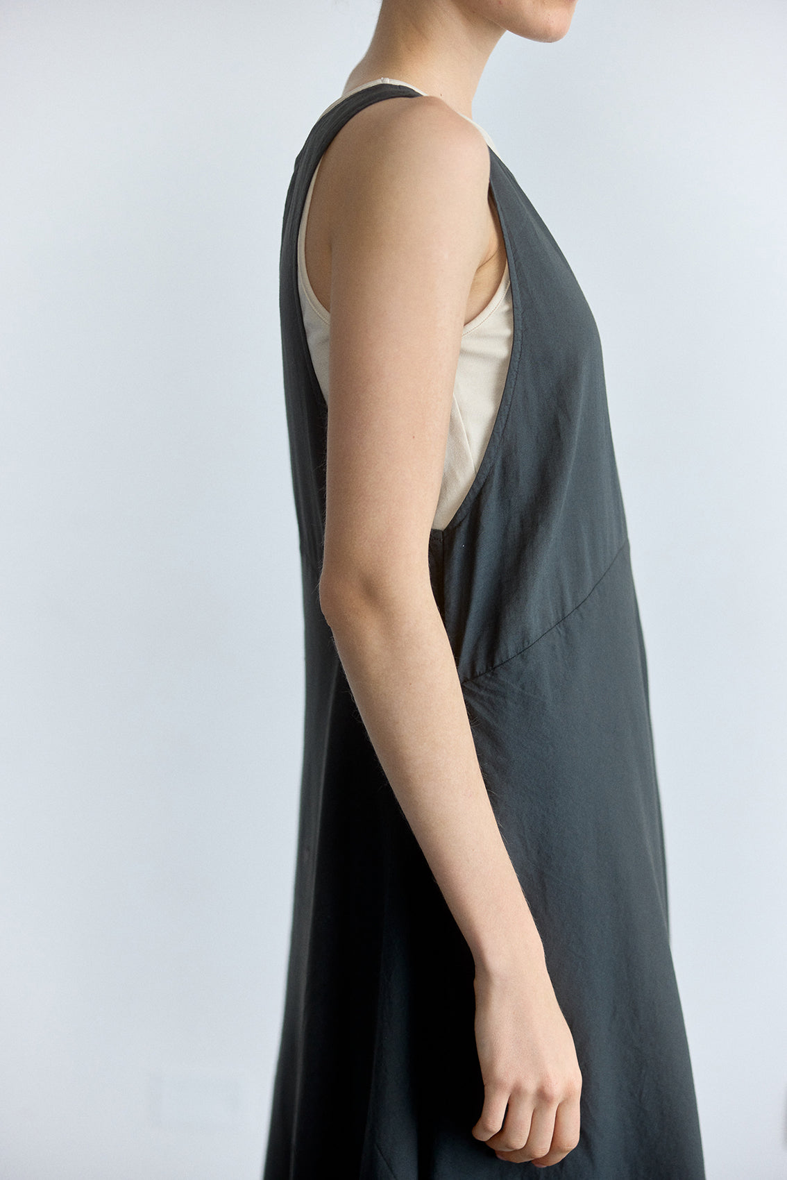 Vestido Aberturas Laterales Algodón Pima - Pizarra