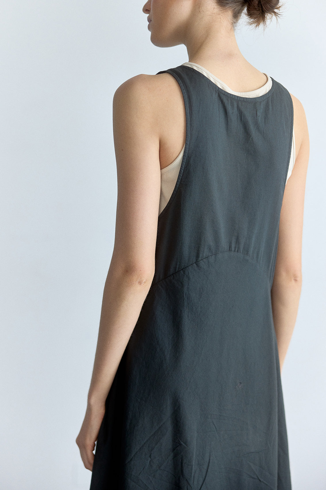 Vestido Aberturas Laterales Algodón Pima - Pizarra