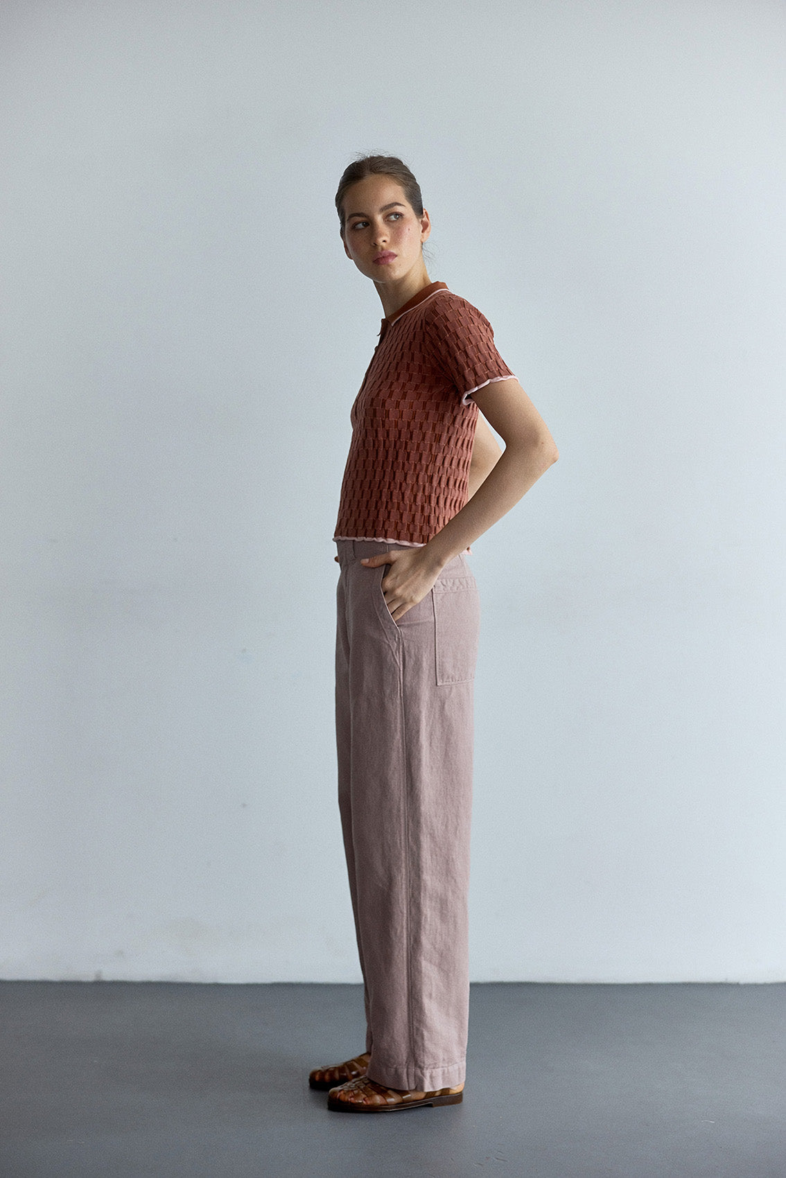 Pantalon Recto Lino/Algodón - Magnolio