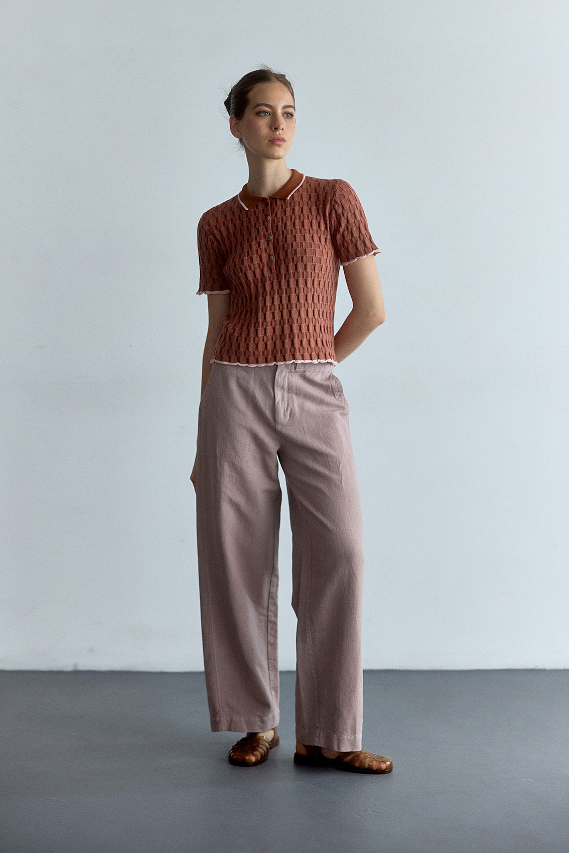 Pantalon Recto Lino/Algodón - Magnolio