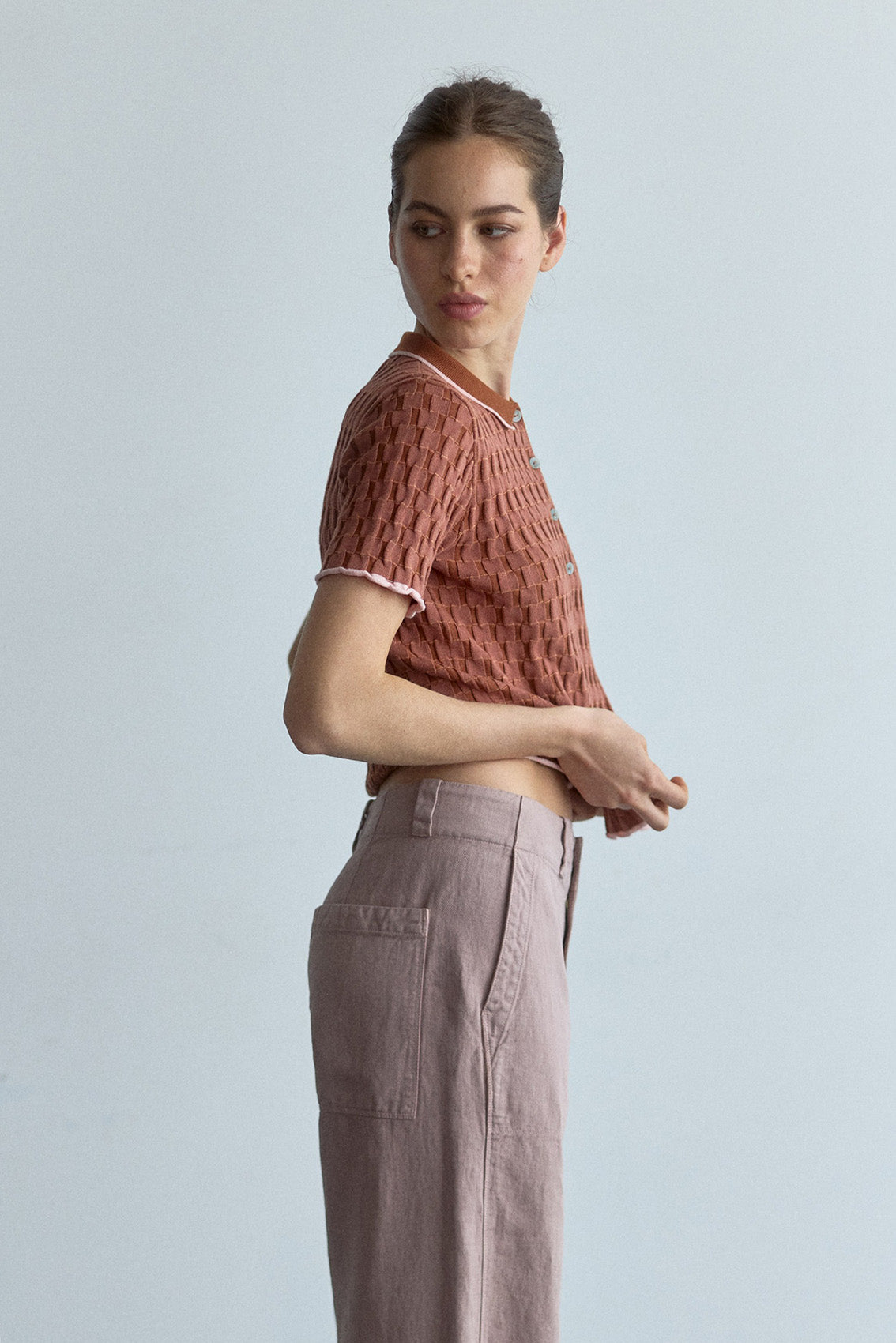 Pantalon Recto Lino/Algodón - Magnolio