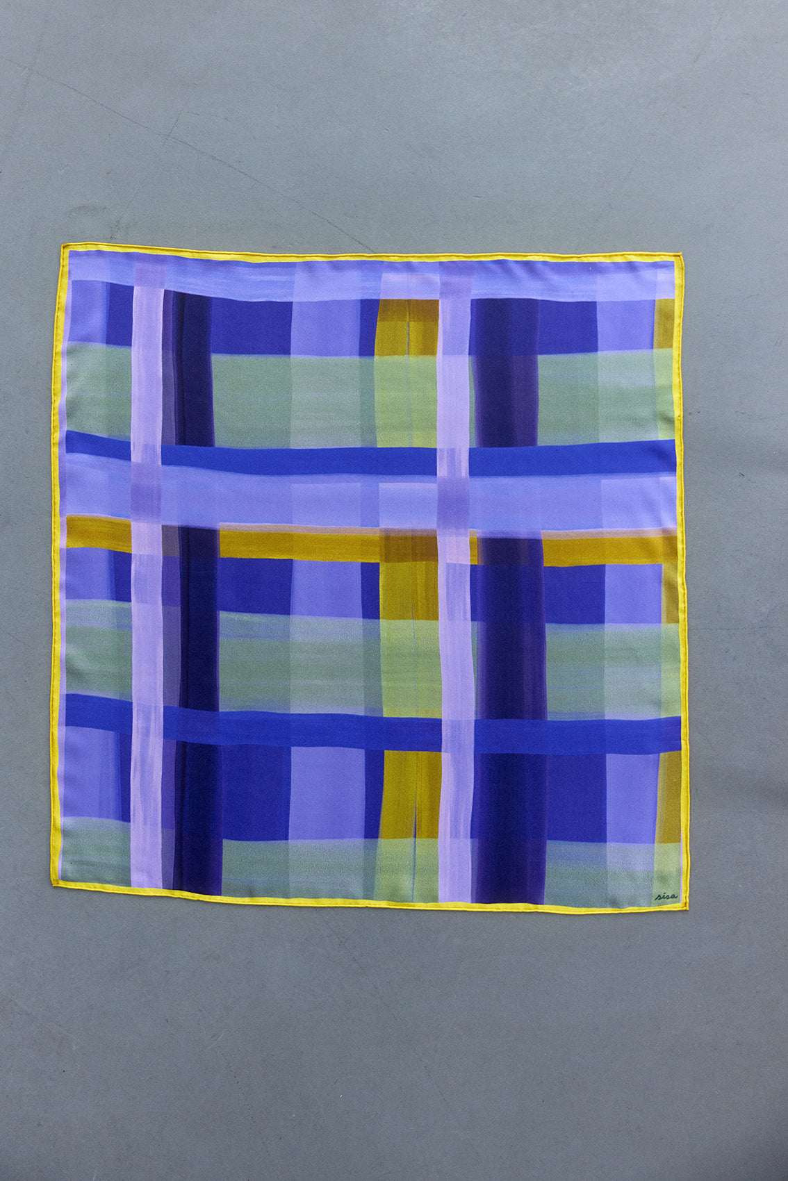 Pañuelo Cuadrado Mediano de Seda Tartán Pintado - Iris