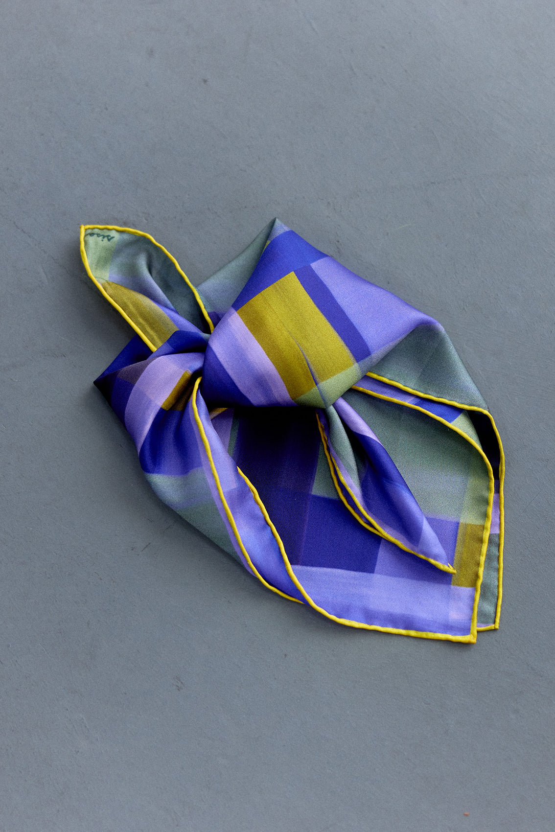Pañuelo Cuadrado Pequeño de Seda Tartán Pintado - Iris