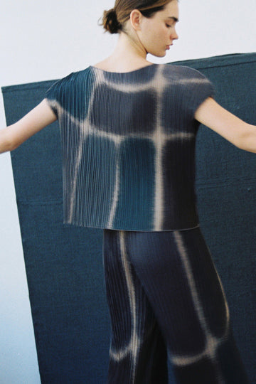 Pleated Printed Top - Slate