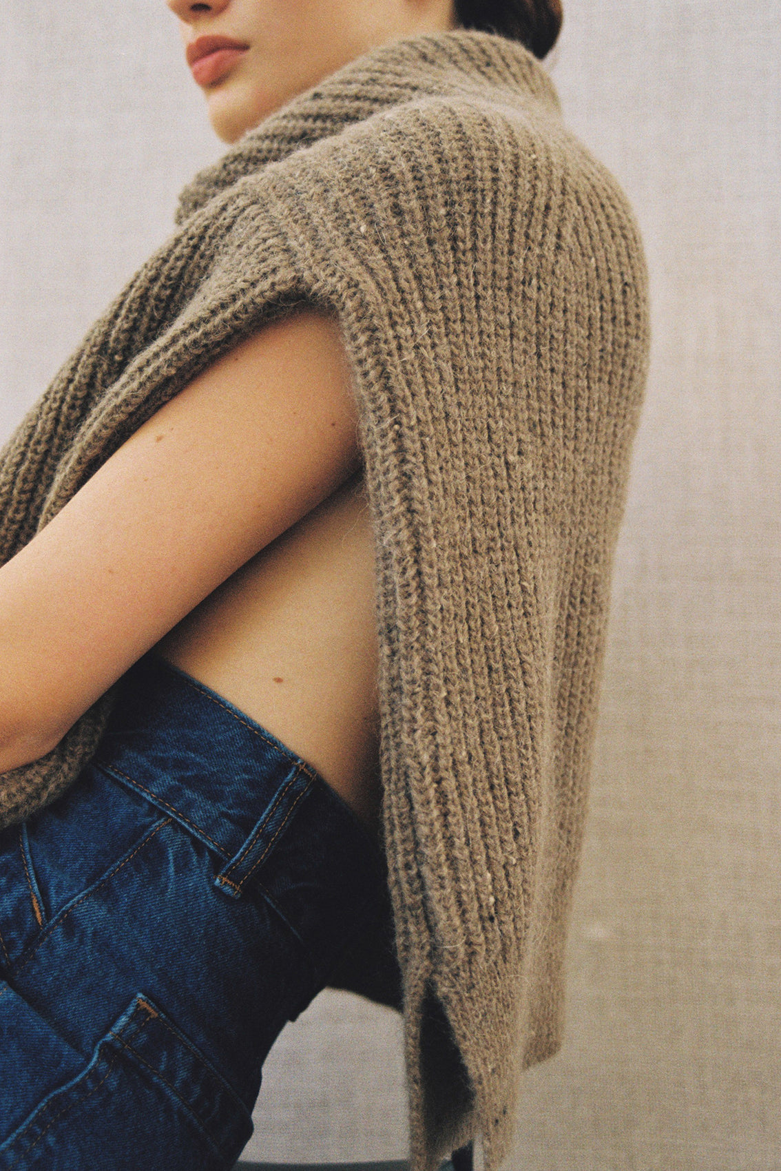 Sweater Oversized Cuello Alto Alpaca/Mohair - Musgo