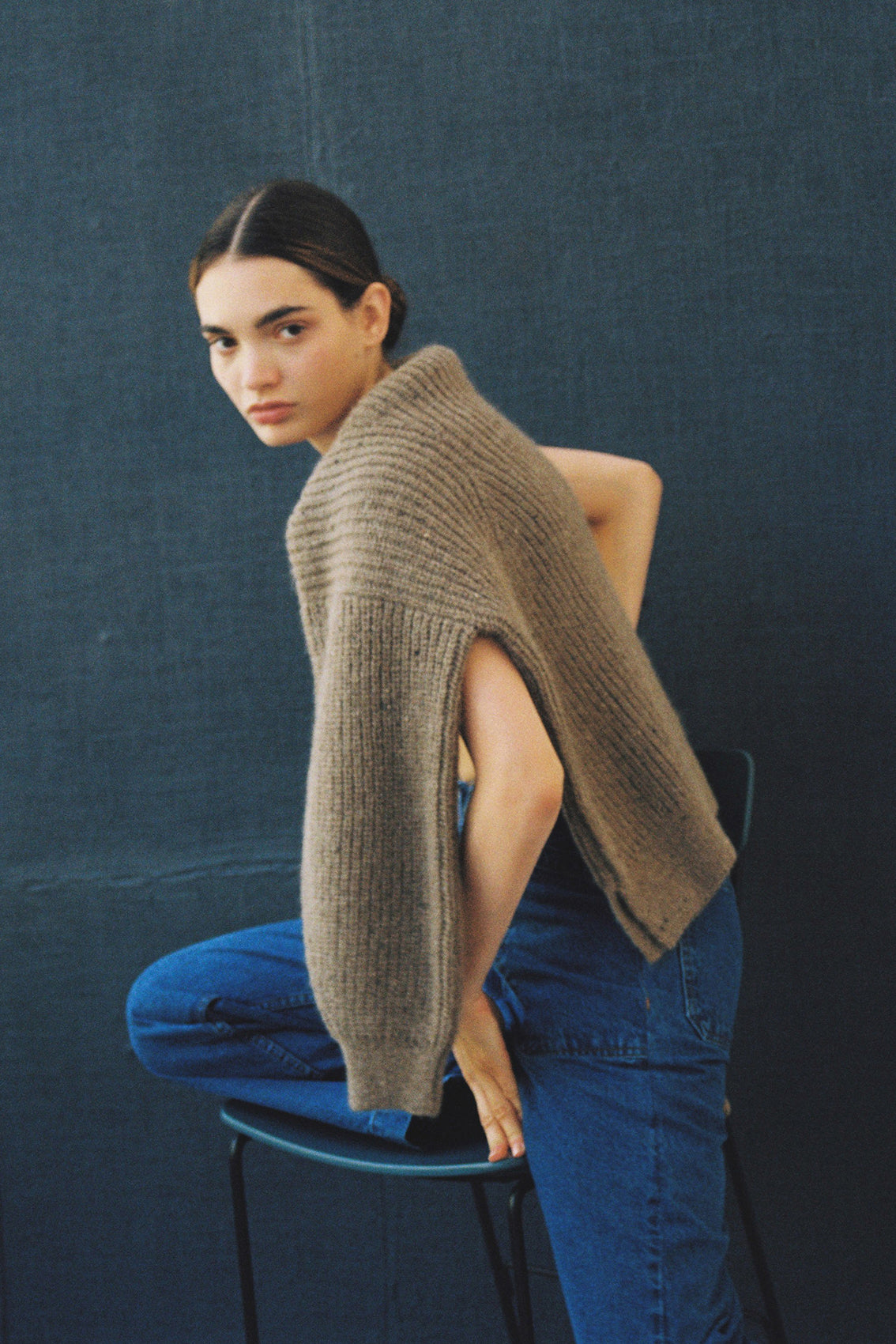 Sweater Oversized Cuello Alto Alpaca/Mohair - Musgo