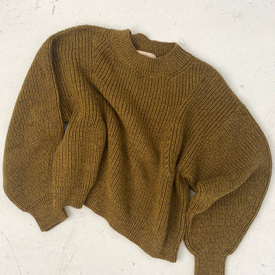 Sweater Corto Jaspeado Algodón/Alpaca - Oliva