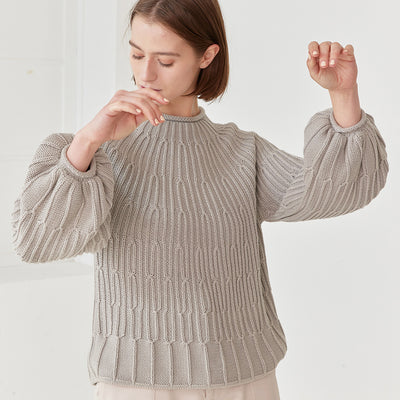 Branch Textured Bulb Sleeve Sweater Cotton/Alpaca - Granito