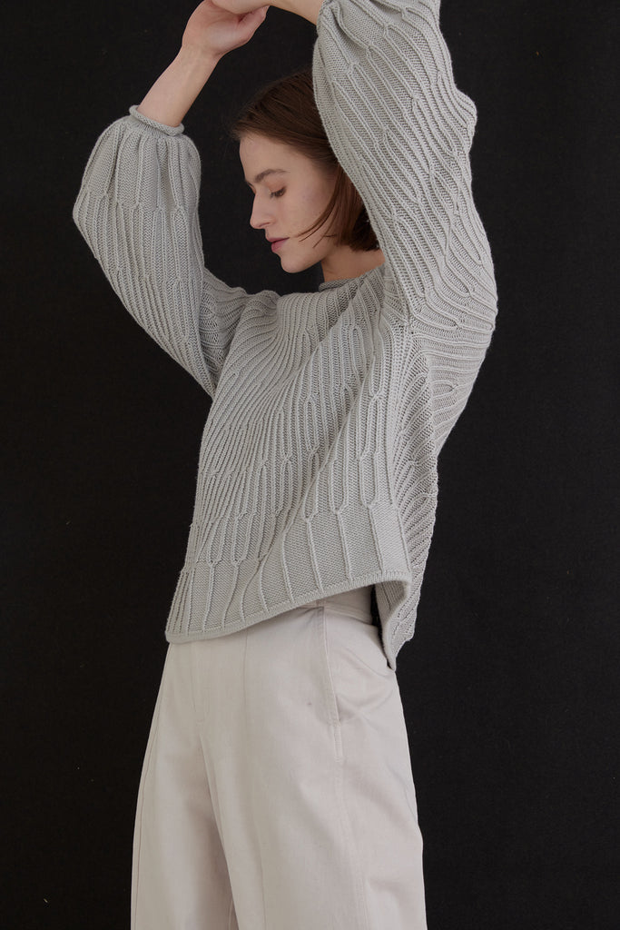 Branch Textured Bulb Sleeve Sweater Cotton/Alpaca - Granito