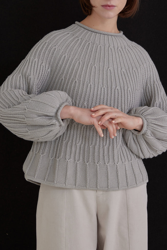 Branch Textured Bulb Sleeve Sweater Cotton/Alpaca - Granito