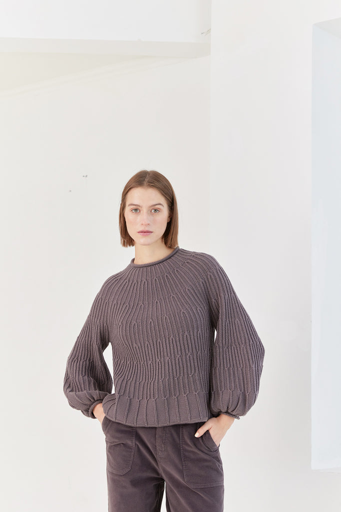 Branch Textured Bulb Sleeve Sweater Cotton/Alpaca - Trufa