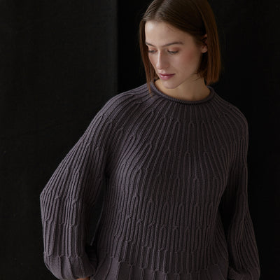 Branch Textured Bulb Sleeve Sweater Cotton/Alpaca - Trufa