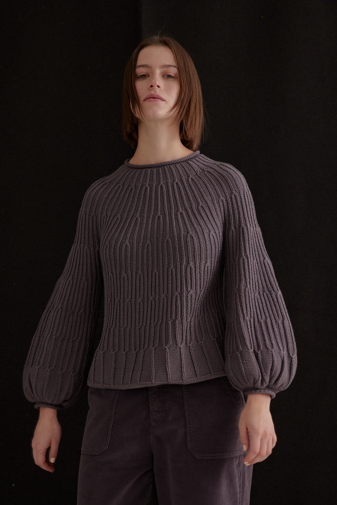 Branch Textured Bulb Sleeve Sweater Cotton/Alpaca - Trufa