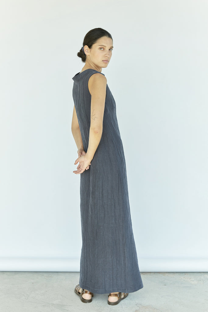 Maxi Textured Dress Silk-Linen - Murta